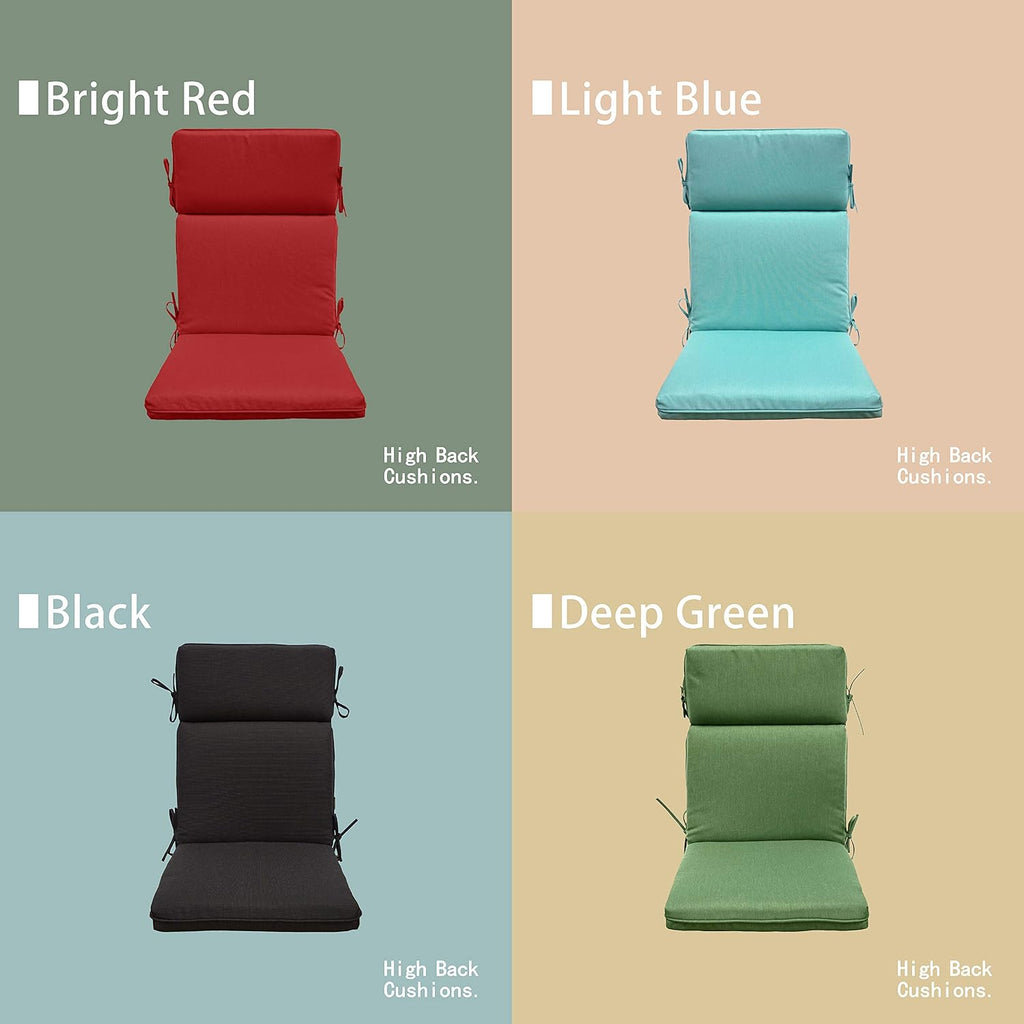 Indoor Outdoor High Back Chair Cushions Replacement Patio Chair Seat Cushions Set of 4 (Olefin Light Grey)
