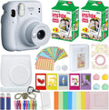 Fujifilm Instax Mini 11 Instant Camera Ice White + MiniMate Accessories Bundle + Fuji Instax Film Value Pack (40 Sheets) Accessories Bundle, Color Filters, Album, Frames
