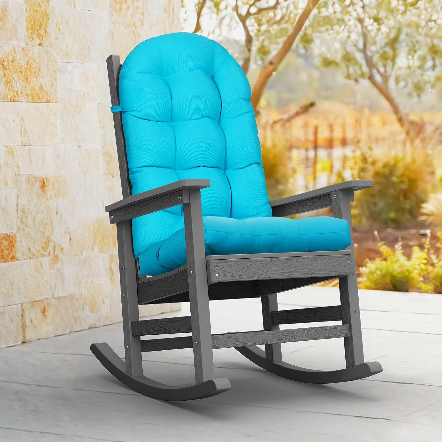 YEFU Adirondack Chair Cushion, Rocking Chair Cushions High Back Set of 4, Thickened Patio Chair Pad for Indoor and Outdoor, 49x20x4.7 Inch, Aruba Blue