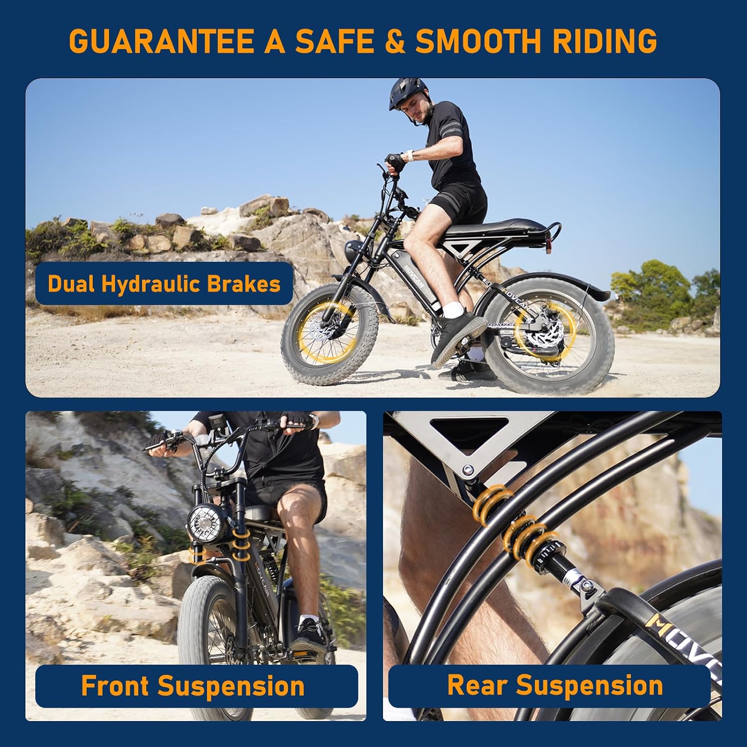 Movcan V60 Series Electric Bike for Adults,1000W/1500W, 30/33MPH,48V 15.6/18.2 Battery,Up to 80Mile Dual Hydraulic Brake,20' Fat Tire,7-Speed Motorcycle Ebike for Commuting/Off-Roading