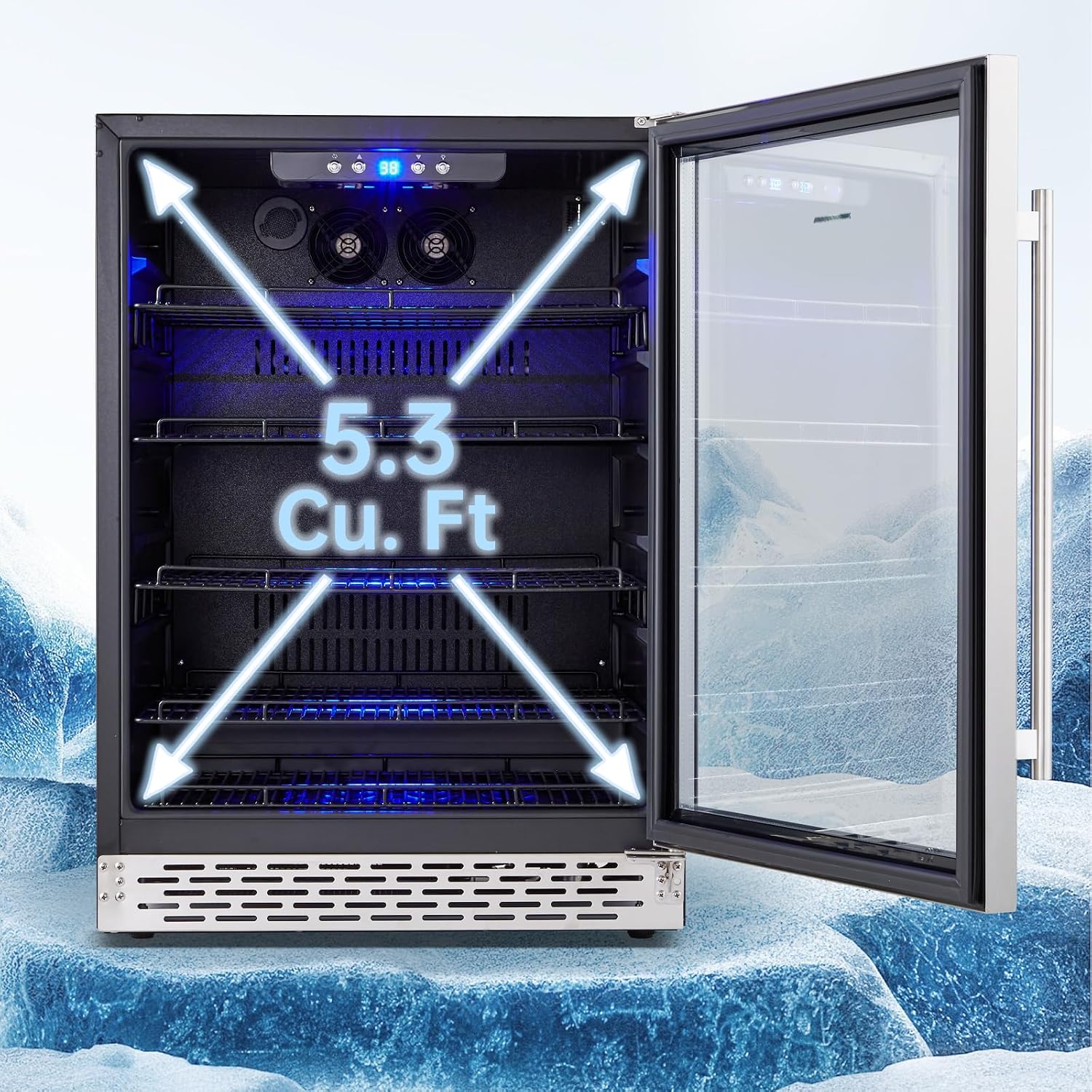 24 inch Beverage Cooler Refrigerator, 170 Cans Freestanding/Built in Dual Zone Beverage Fridge Glass Door for Home Kitchen