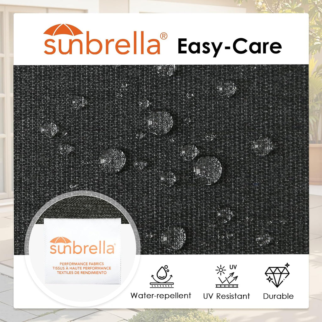 Sunbrella Outdoor High Back Chair Cushion, 2 Pack 48 x 24 inches Patio Chair Cushions Water Repellent Rocking Cushions Indoor Furniture Seat Pad with 2 Pillows, Spectrum Carbon
