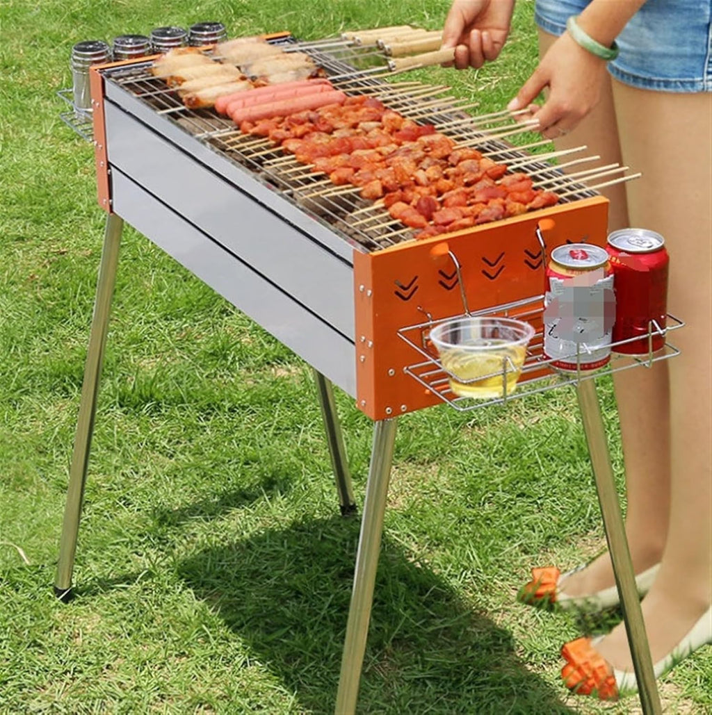 Portable Charcoal Grill Barbecue Grill Stainless Steel Home Charcoal Grill for Garden Backyard Camping BBQ Grill for Outdoor