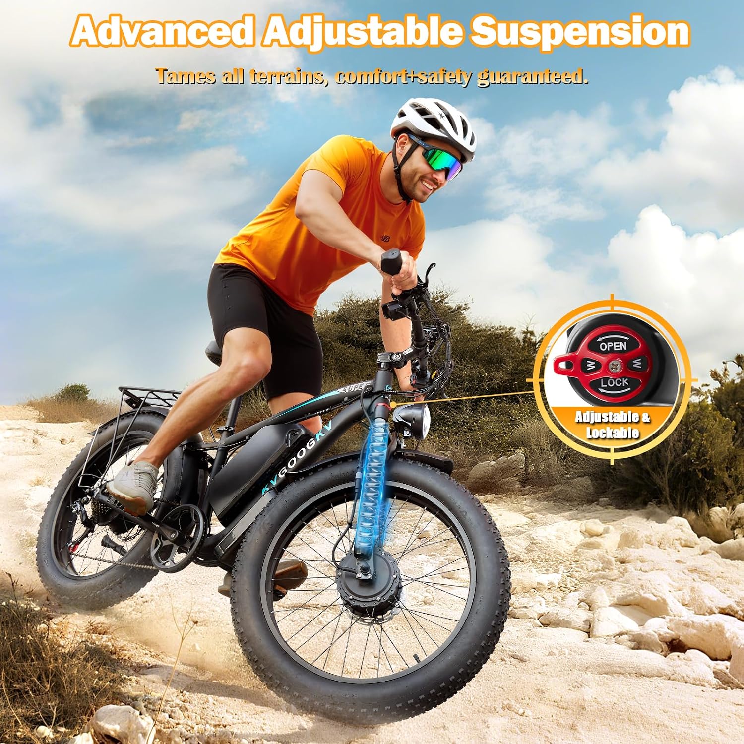 8000W Dual Motor Ebike for Adults,58V Max 34Ah Fast Electric Bike to 42-47MPH,1856Wh Battery Up to 105 Miles,24' Fat Tire Lockable Suspension Electric Bicycle for Snow Off-Road Mountain