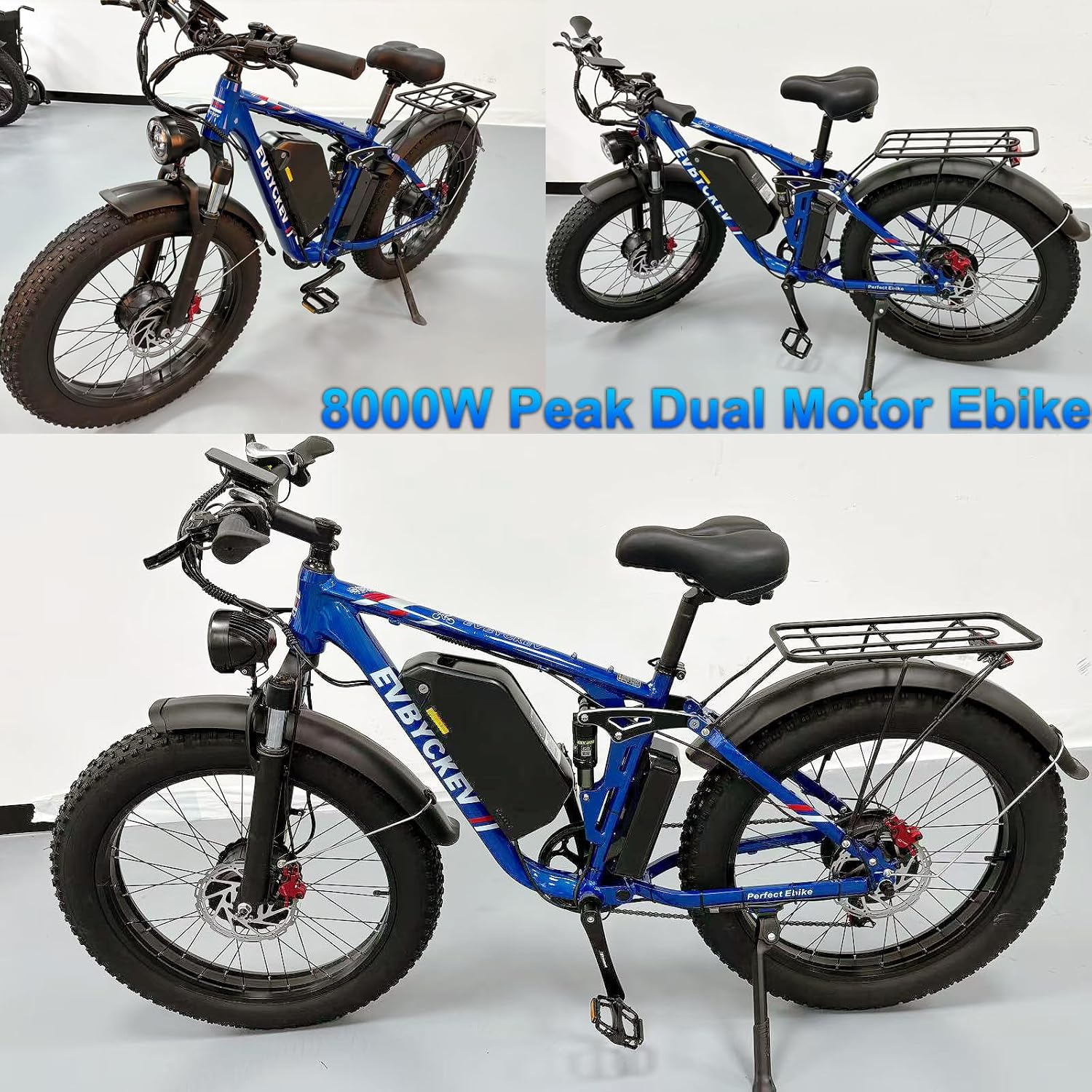 9000W Peak Dual Motor Ebike for Adults 47 MPH Fast Electric Bike, 58V Max 1972 Wh Up to 105 Miles Ebikes,24' Fat Tire E-Bike,Full Suspension Electric Bicycle for Mountain Commuter Snow