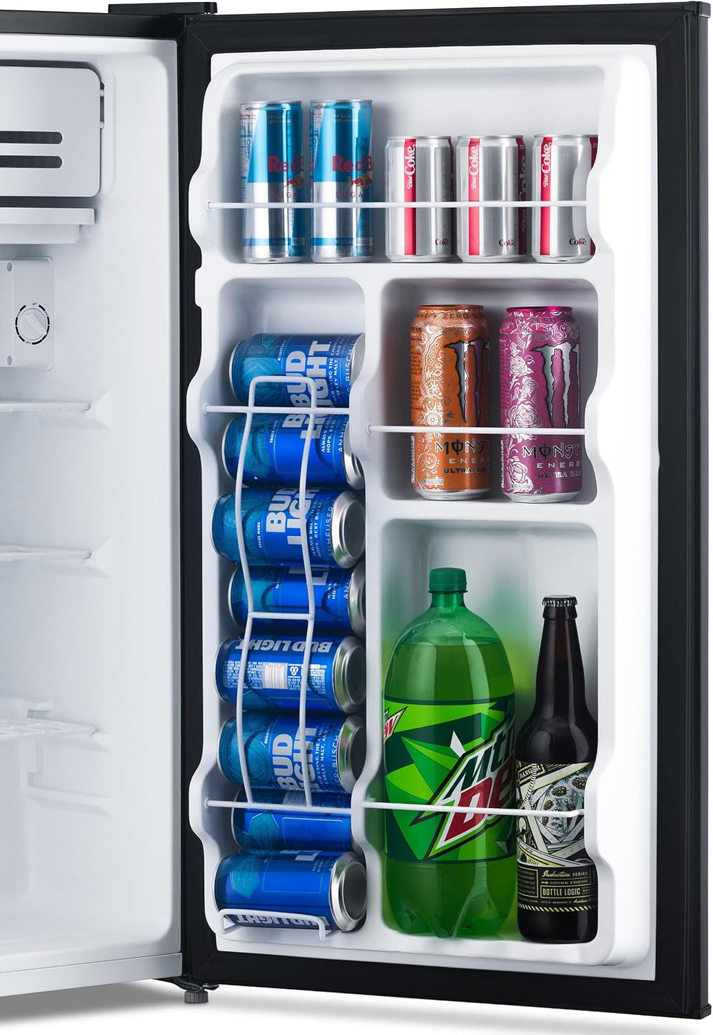 NewAir 3.3 Cu. Ft. Compact Mini Fridge with Chiller Compartment, Energy Star Certified, Single Door Refrigerator, Can Dispenser, Perfect for Dorm Rooms, Bedrooms, Home Offices, and RV Vans
