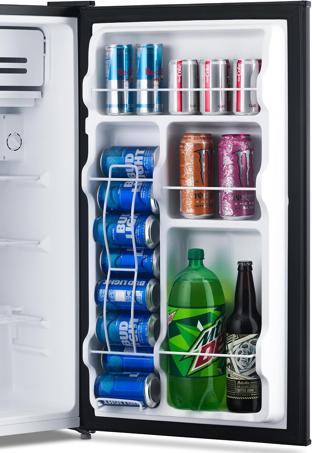 NewAir 3.3 Cu. Ft. Compact Mini Fridge with Chiller Compartment, Energy Star Certified, Single Door Refrigerator, Can Dispenser, Perfect for Dorm Rooms, Bedrooms, Home Offices, and RV Vans