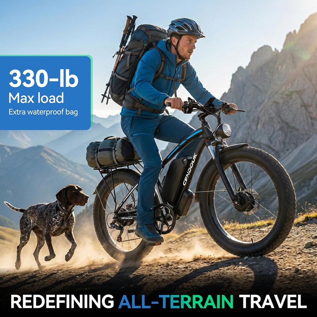 Upgraded Peak 8000W Ebike for Adults Dual Motor Electric Bike - 220NM 47MPH 24' Fat Tire Bike with 58V Max-Output 36AH Certified Battery LCD Display Electric Bike -Blue