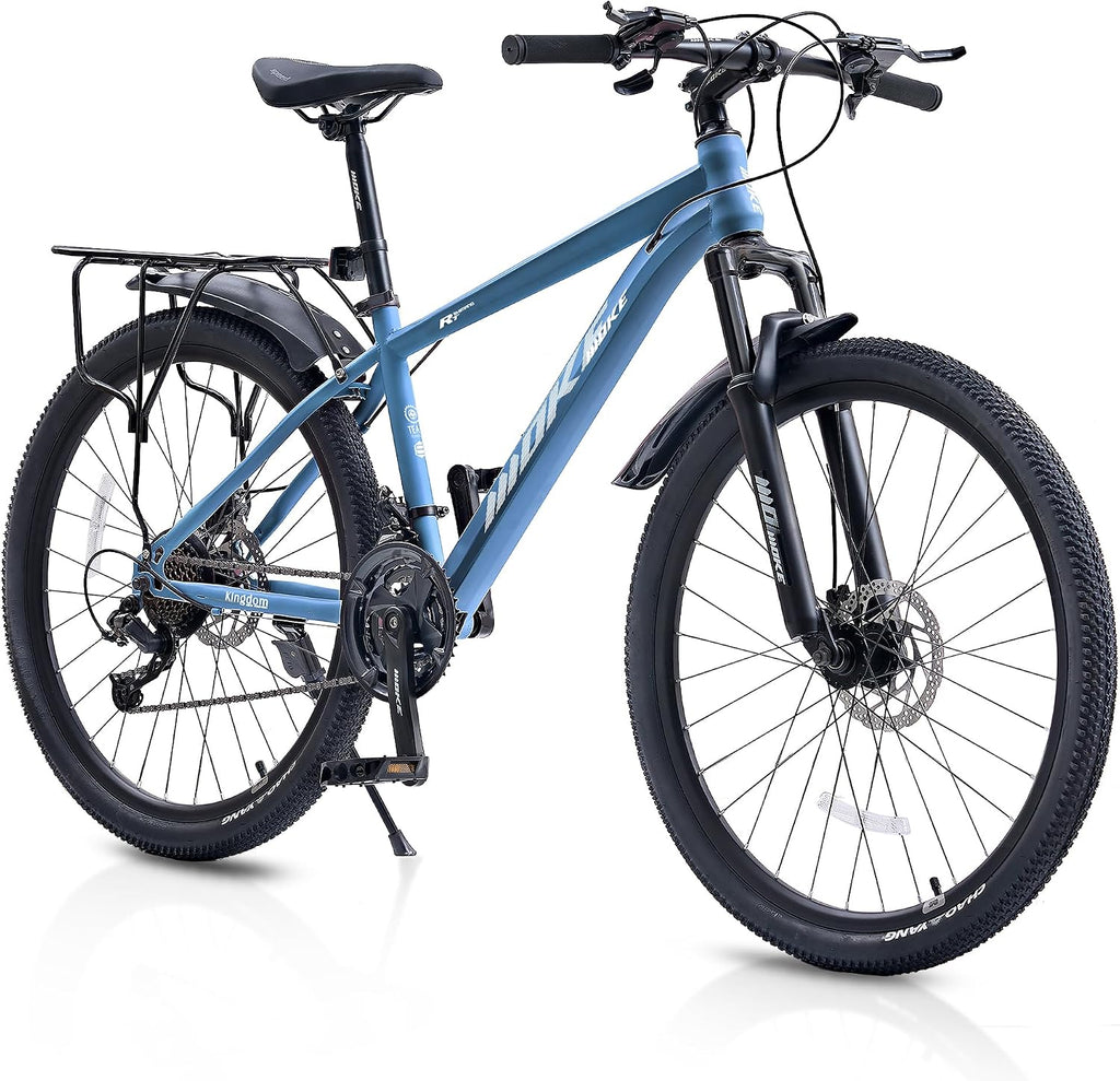 DEYGIA 24 26 inch Mountain Bike for Boys and Girls, 21-Speed Drivetrain, Kids Mountain Bike with Rear Rack, Suspension Fork, Dual Disc Brakes, Internal Cable, Kids' Bicycles with Multiple Colors