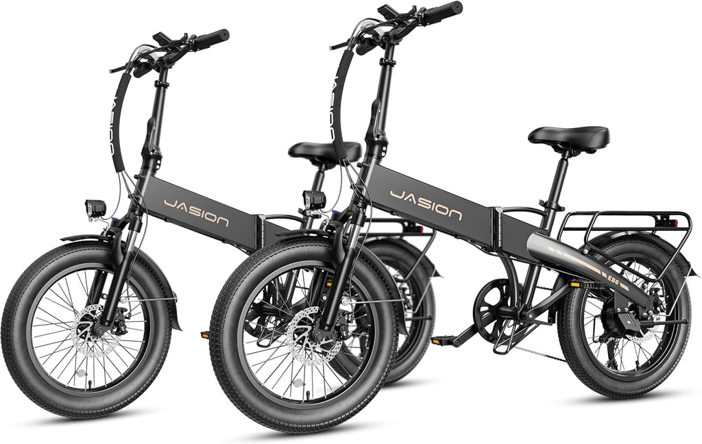 Jasion EBS Folding Electric Bike for Adults, Compact Portable 20' Fat Tire Ebike with 1200W Peak Motor, 48V Removable Battery, 25 MPH 50 Miles Aluminum Frame E-Bike Suitable for Trunk, RV, Apartment
