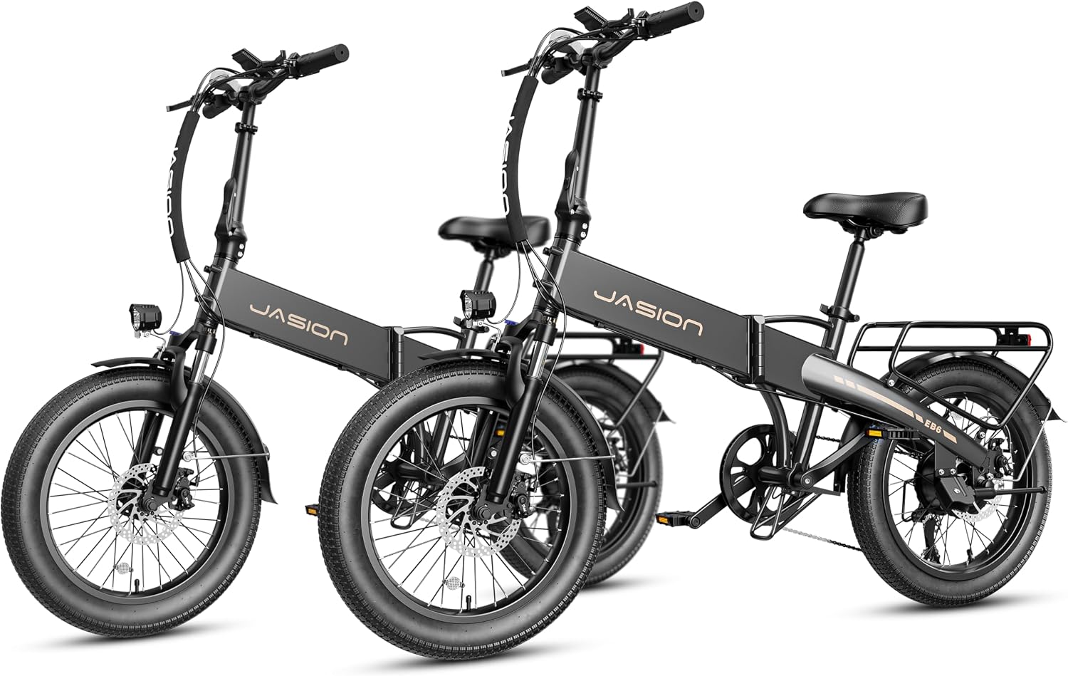 Jasion EBS Folding Electric Bike for Adults, Compact Portable 20' Fat Tire Ebike with 1200W Peak Motor, 48V Removable Battery, 25 MPH 50 Miles Aluminum Frame E-Bike Suitable for Trunk, RV, Apartment