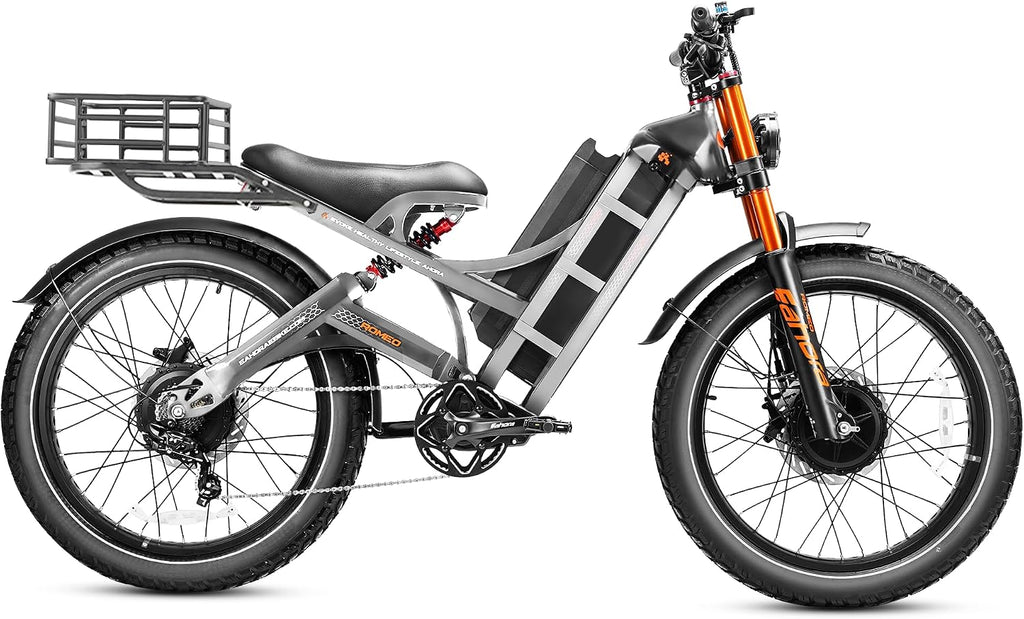 eAhora Romeo Pro 3 [2026] Peak 5600W Electric Bike for Adults 50Mph, 60V 80Ah Battery 250 Miles,Long Range Dual Motors Ebike,26'*4.0 Fat Tire Full Suspension
