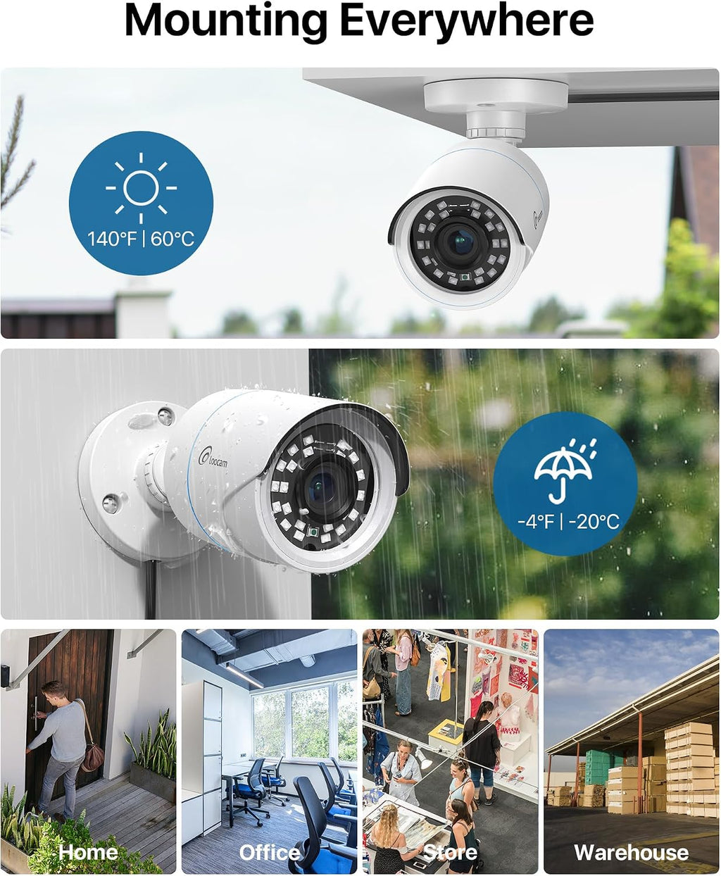 Loocam Home Security Camera System, 1080p H.265+ DVR with 1TB HDD, AI Human Vehicle Detection Wired Surveillance Camera, Security Camera for Home Indoor Outdoor, CCTV Camera APP Remote