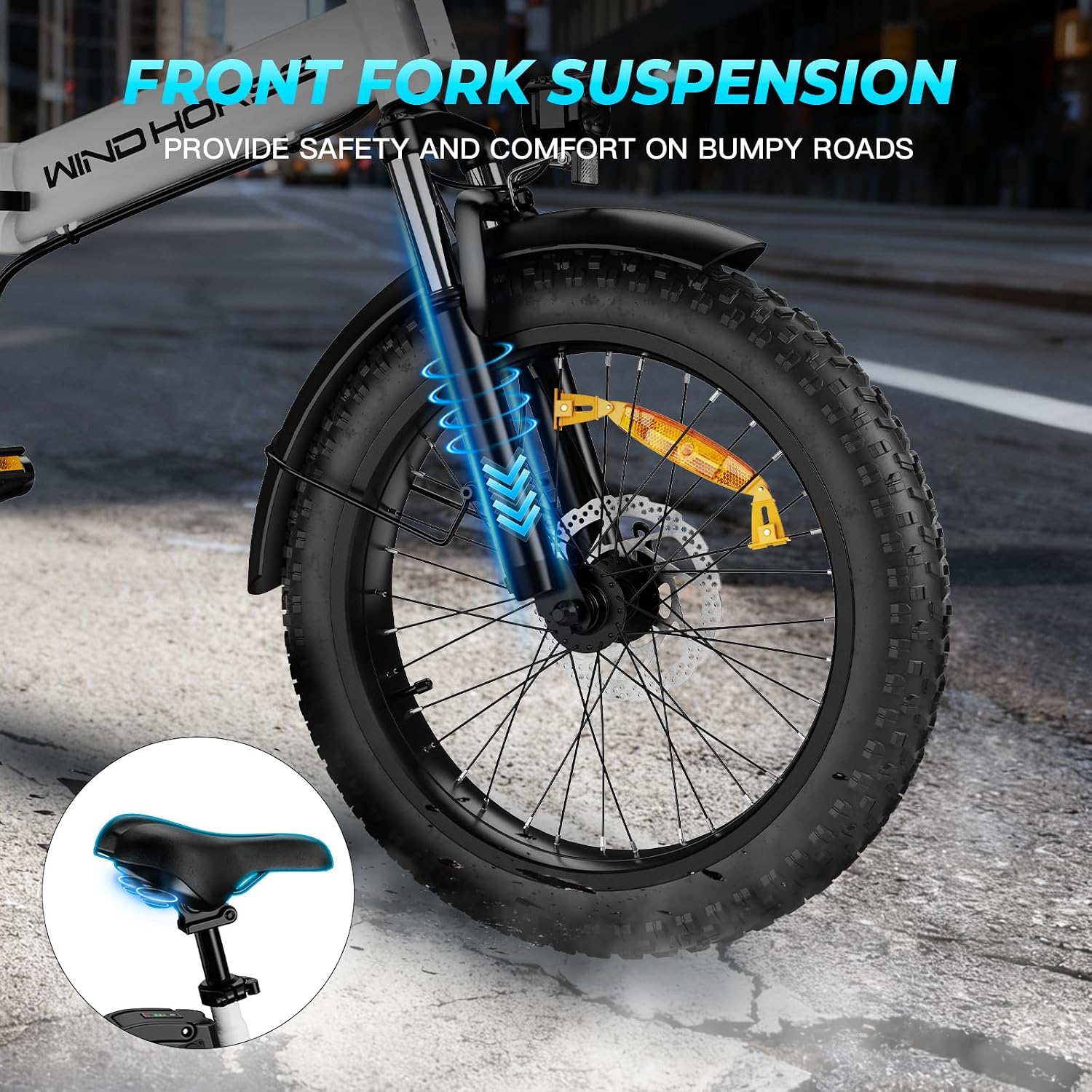 WINDHORSE 16'/ 20' Folding Electric Bike for Adults, 630W/ 983W Peak Electric Bicycle, 20MPH, 20-35/40-70 Miles Range, 288Wh/ 748.8Wh Removable Battery, UL Certified Commuter Ebike