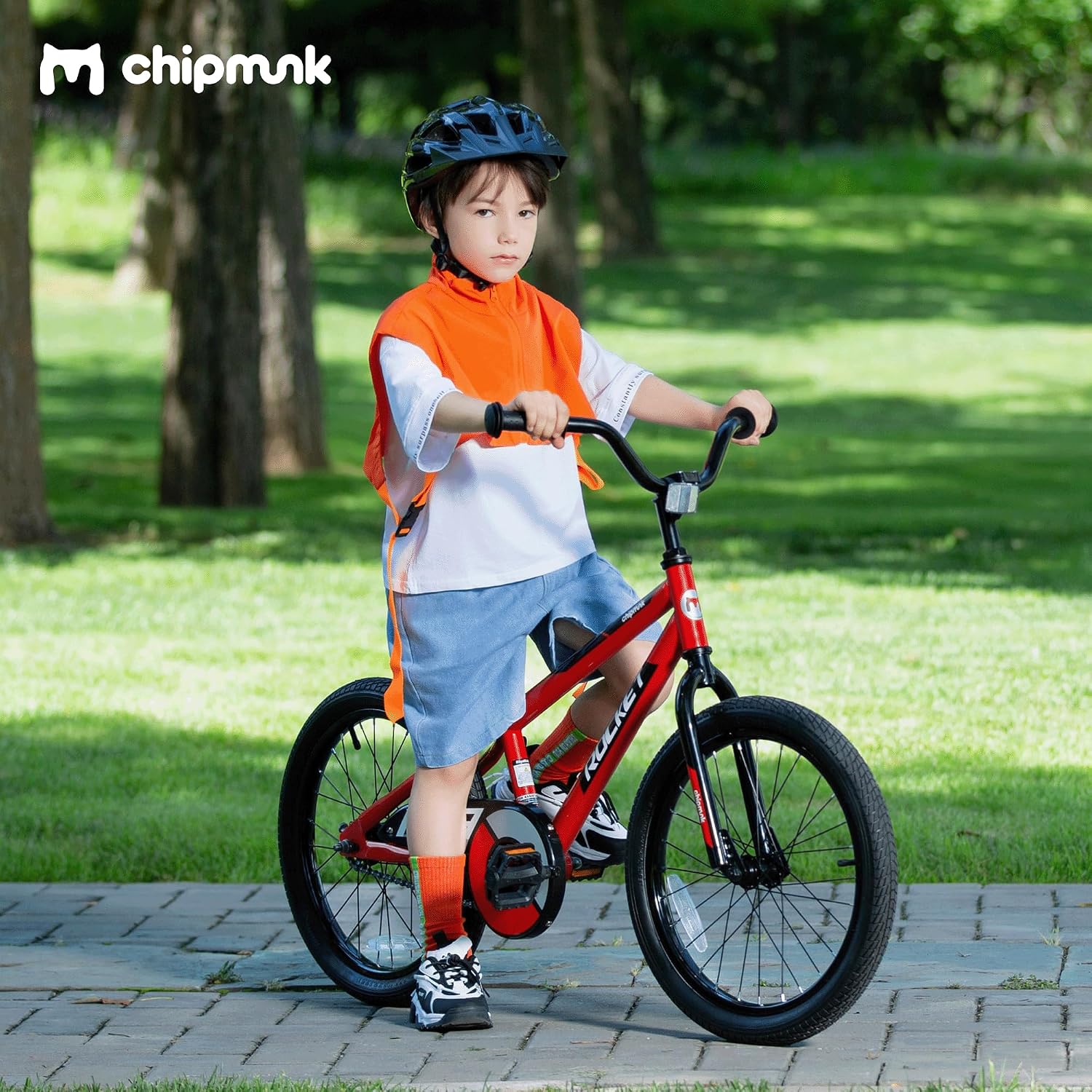 Chipmunk Rocket Kids Bike Toddlers 18 Inch Wheel Bicycle Beginners Boys Girls Ages 6-9 Years with Training Wheel, Multiple Colors