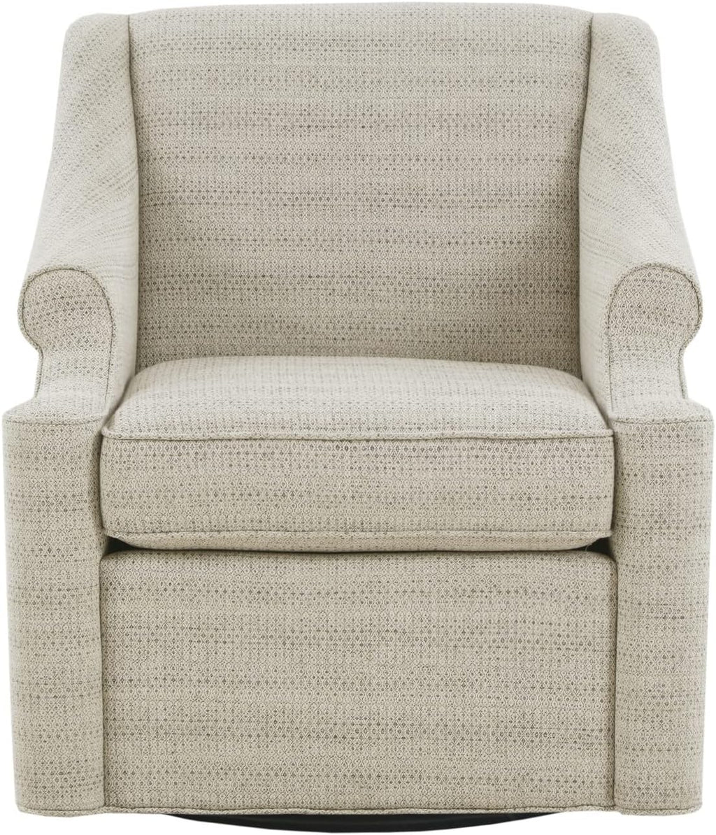 Madison Park Swivel Glider Chair for Living Room, High Back Bedroom Lounge Foam Seat Cushion Upholstered, Nursery Furniture, Metal Base, Fully Assembled, 29.5' W x 30.25' D x 34.5' H, Tan
