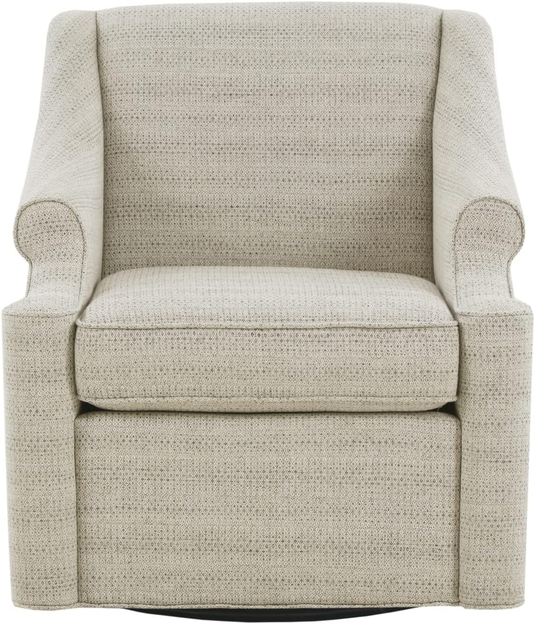 Madison Park Swivel Glider Chair for Living Room, High Back Bedroom Lounge Foam Seat Cushion Upholstered, Nursery Furniture, Metal Base, Fully Assembled, 29.5' W x 30.25' D x 34.5' H, Tan