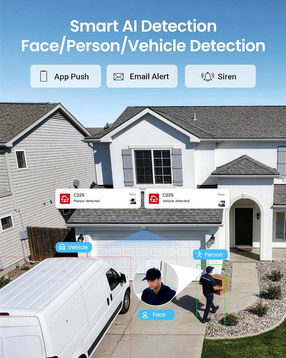 ZOSI 4K Security PoE Camera System with Person Vehicle Detection,8pcs 4K Outdoor Indoor IP Cameras,2 Way Audio,Night Vision,Sound Light Alarm,8 Ports 16CH 8MP NVR with 2TB HDD for Home 24/7 Recording
