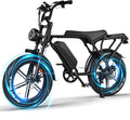 Hipatoo V8/V8 MAX Electric Bike for Adults, Long Seat Dirt Bike with 20' Fat Tire, E-Bike 2 Seater Max 31MPH, 15/30AH Battery, Moped Style Ebike for Snow, Mountains, Road, Dual Disc/Hydraulic Brakes