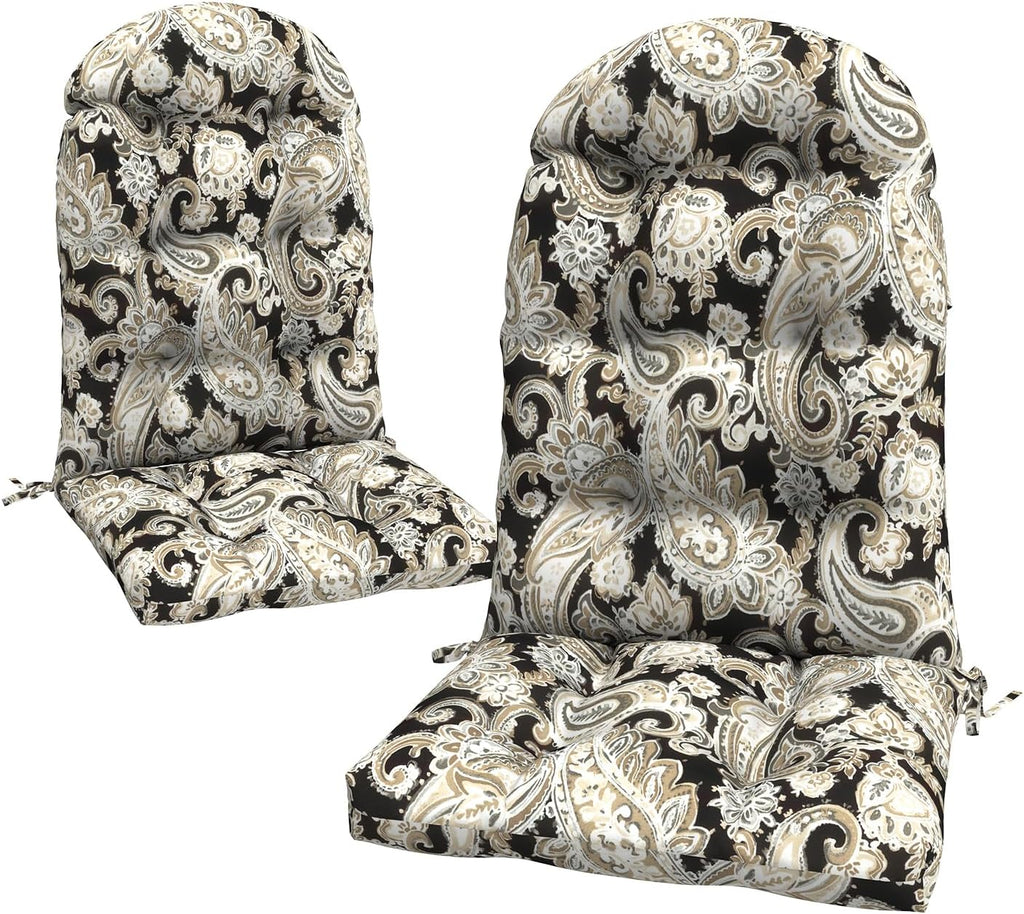 LVTXIII Outdoor Adirondack Chair Cushions, 44x19x4 Inch Non-Slip High Back Rocking Chair Cushion, Tufted Seat Cushion for Patio Furniture, Set of 2, Paisley Black