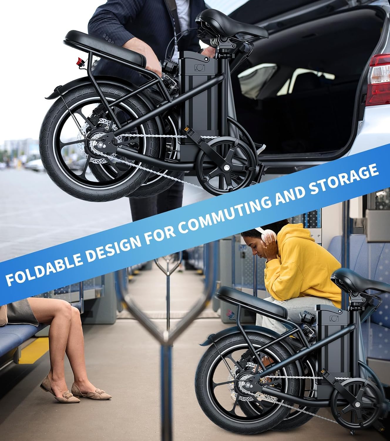 WINDHORSE 16' Folding Electric Bike for Adults, 630W Peak Motor, 20MPH, 19–35 Miles Pedal Assist Range, LCD Display, Dual Disc Brakes, Removable Battery
