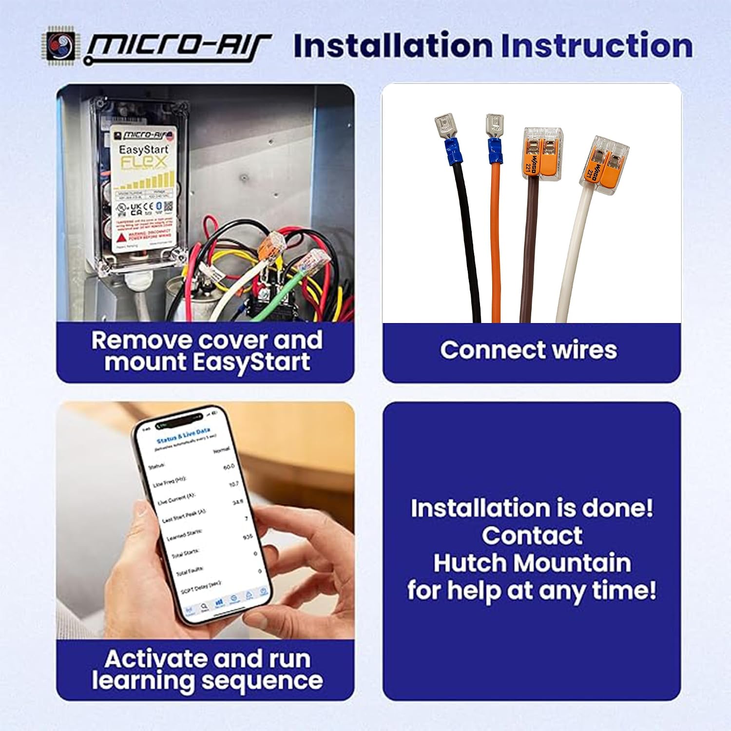 MICRO-AIR EasyStart FLEX 398 - Bluetooth Soft Start Kit for Home Air Conditioner, RV & Commercial Use, Works with Generators, Reduces Power Surge, Efficient Start-Up - Up to 6 Tons w/Installation Kit