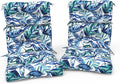 Outdoor High Back Patio Chair Cushions, Tufted Rocking Chair Cushions, Adirondack Cushions for Garden Porch Home Office Chairs Use, 44' x 22' x 4', 2 Pack, Leaves Ink Blue