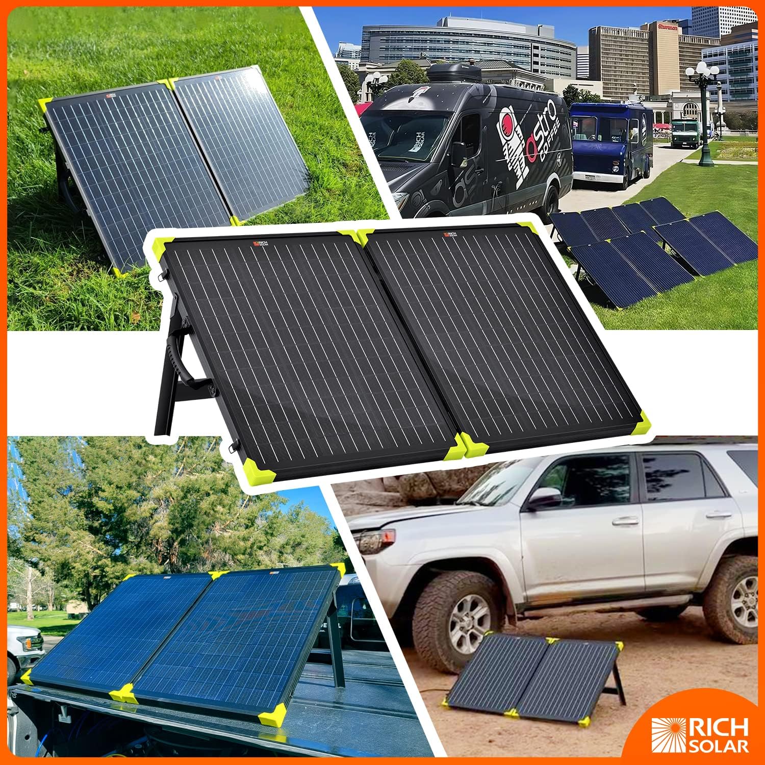 RICH SOLAR 100W Briefcase Solar Charging Kit Portable Solar Panel with 20A Charger Controller Built-in Robust Kickstand (100W+10A Controller)