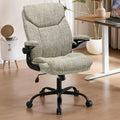 Cloth Office Chair Adjustable Desk Chair Mid Back Executive Comfortable Fabric Ergonomic Back Support Home Computer Chair with Padded Flip-up Armrest Swivel Wheels, Small Gaming Chair | LightGreen