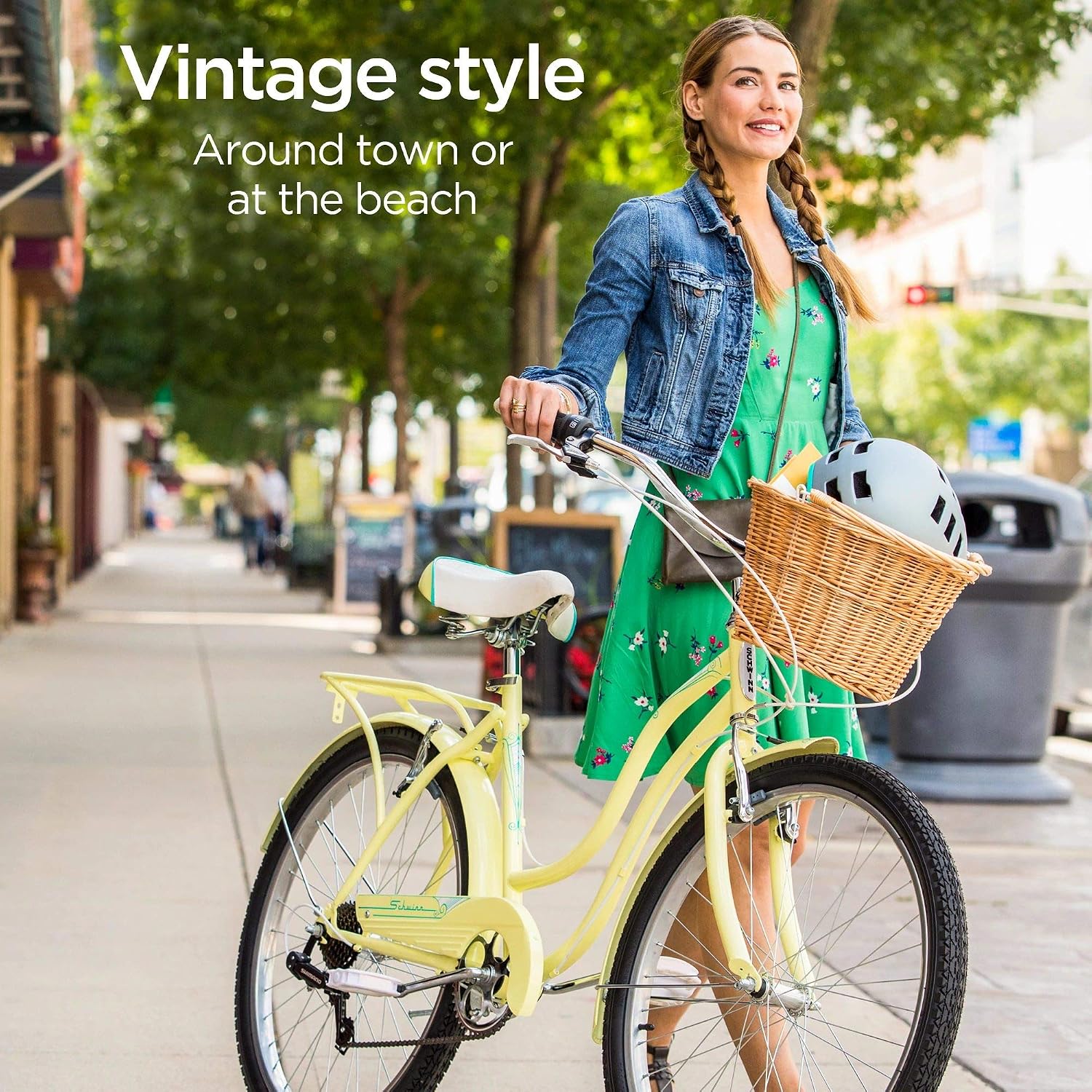 Schwinn Perla Cruiser Bike, 26 Inch Bike for Women and Men, 7-Speed Beach Cruiser Bicycle, Linear Pull Brakes, Comfortable Quilted Seat, Upright Riding Position, Adult Bicycle