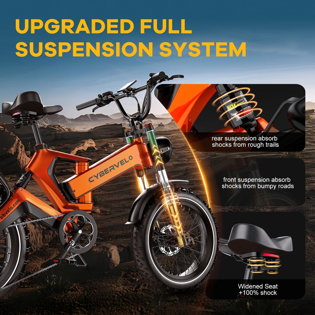 1000W(Peak 2000W)Folding Electric Bike for Adults,35MPH 100Mile,48V 25Ah Removable Battery,20' x 4.0 Fat Tire Foldable Electric Bicycle,8-Speed Electric Mountain E-Bike,UL Certified Commuter Ebikes