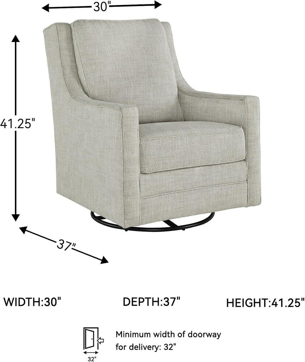 Signature Design by Ashley Kambria Casual Upholstered Swivel Glider Accent Chair, Gray