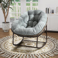 Oversized Indoor/Outdoor Corduroy Rocking Papasan Chair, Modern Egg-Shaped Design with Thick Memory Foam Cushion, Green