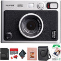 FUJIFILM INSTAX MINI EVO Hybrid Instant Camera (Black) Bundle with 20 Instant Film Sheets + 32GB Memory Card + Carrying Case + Photo Album 64 Pockets + Microfiber Cleaning Cloth