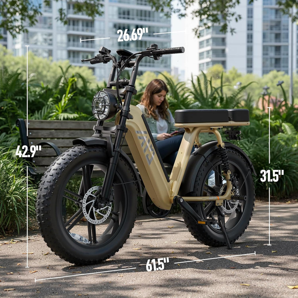 TST Electric Bike for Adults 1500W Peak 20' Fat Tire All-Terrain E-Bike 60 Miles Electric Dirt Bike for Road Sand Mountain Snow - 48V 15AH Battery Powered Electric Motorcycle for Adventure
