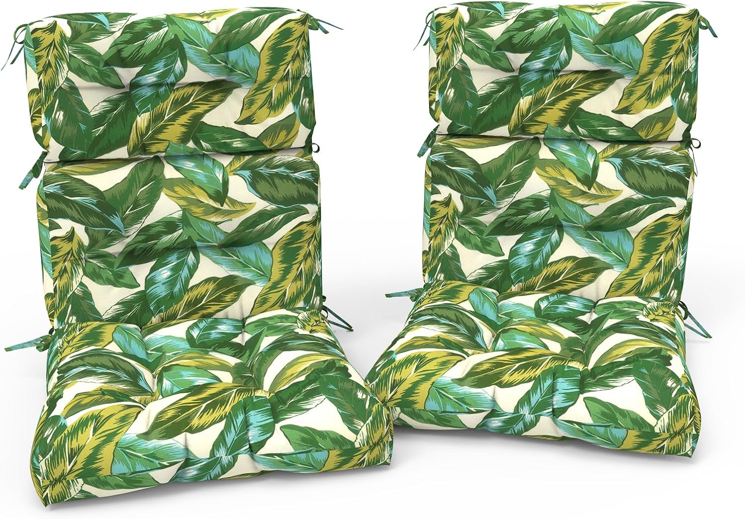 Outdoor High Back Patio Chair Cushions, Fade Resistant & Waterproof Tufted Seat and Back Cushions for Patio Furniture, Patio Chair Cushions 44x22 Inch, Set of 2, Lush Leaf Jungle