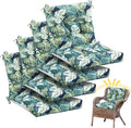 Marsui 4 Pcs Outdoor Indoor High Back Chair Cushions Patio Furniture Tufted Pillow with Ties Water-Resistant Replacement Outdoor Rocking Chair Cushions, 42 x 21 Inches (Green,Leaves)