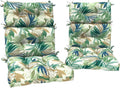 DYTXIII Outdoor High Back Chair Cushions Set of 2, Water Repellent Tufted Rocking Seat Cushions Replacement 44 x 22 Inch, Seat & Back Chair Pads for Patio, Balcony and Indoor Use -Lush Leaf Green