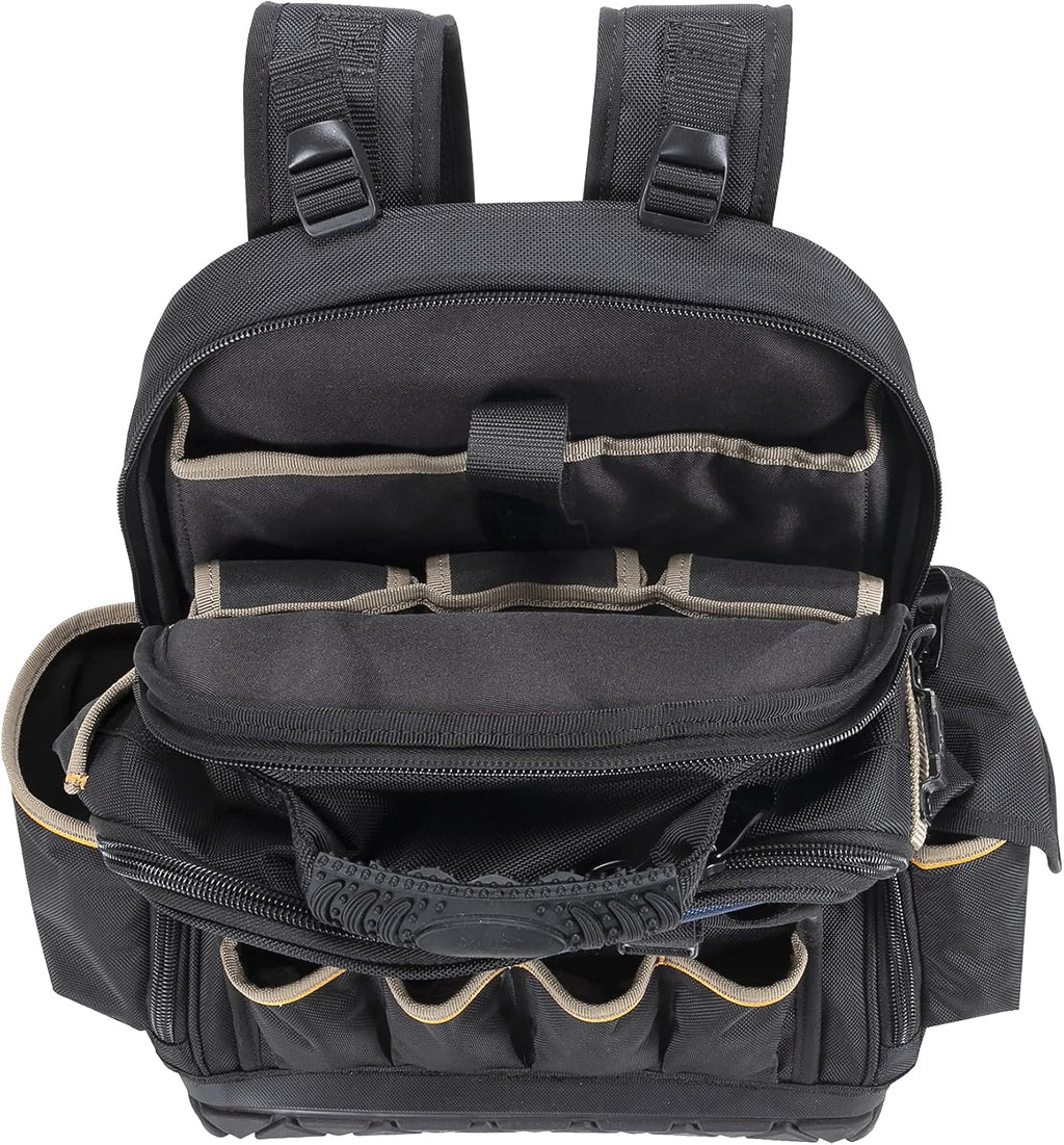 CLC Work Gear PB1133 38 Pocket Molded Base Tool Backpack, Black/Blue