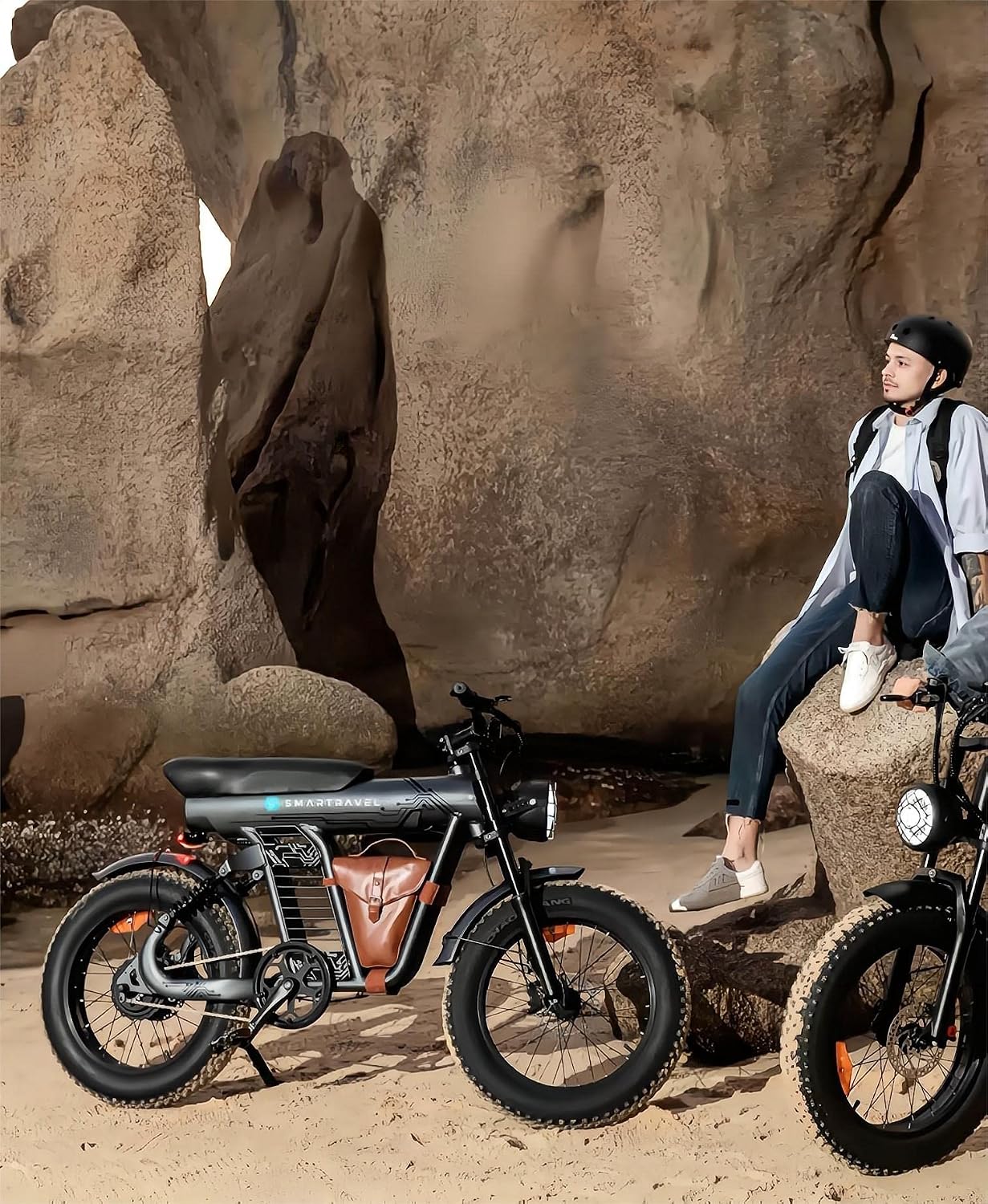 SMARTRAVEL Ebike with 1200W Brushless Motor,Removable 48V 20Ah Battery,UP to 32MPH,Electric Mountain Bike with 20' Fat Tire with Front/Rear Turn Signals for Men Women,Travel Bag