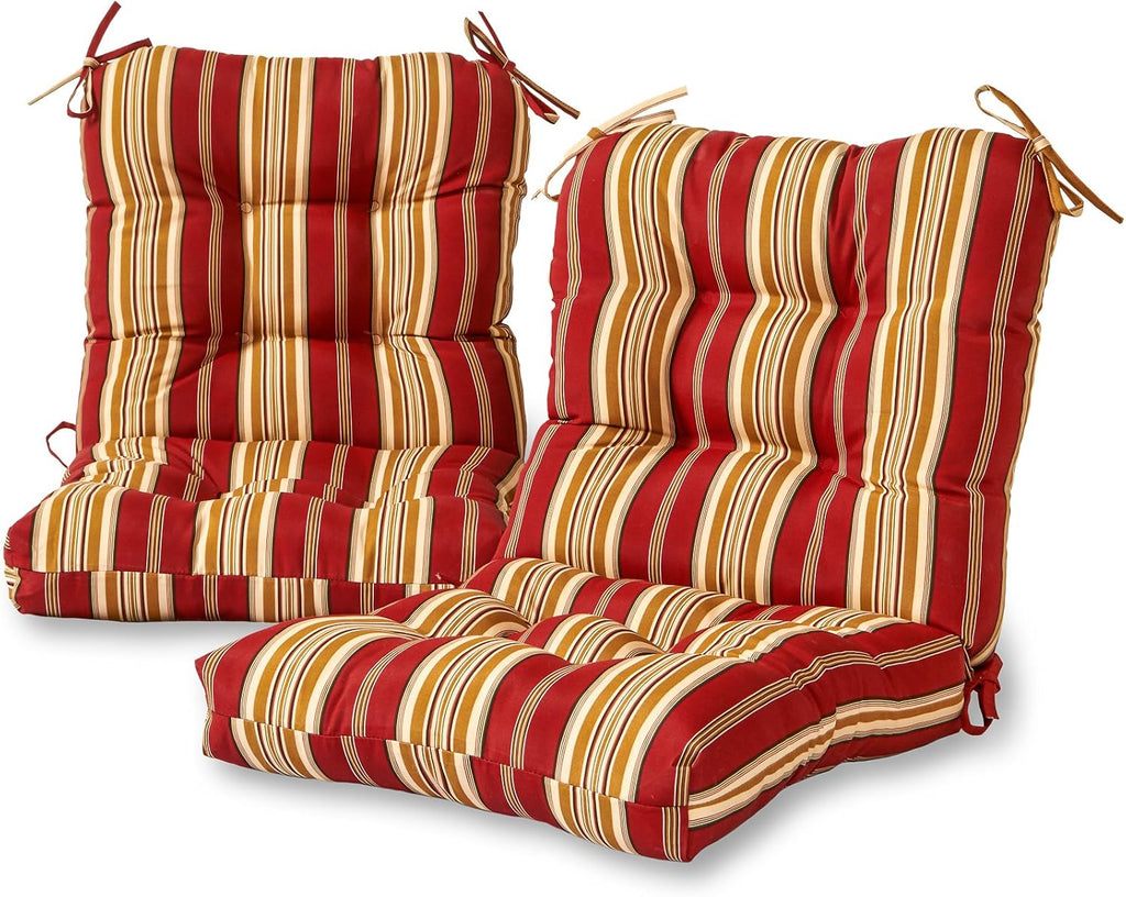 Greendale Home Fashions Outdoor 42x21-inch Seat/Back Chair Cushion (Set of 2), Tuscan Stripe