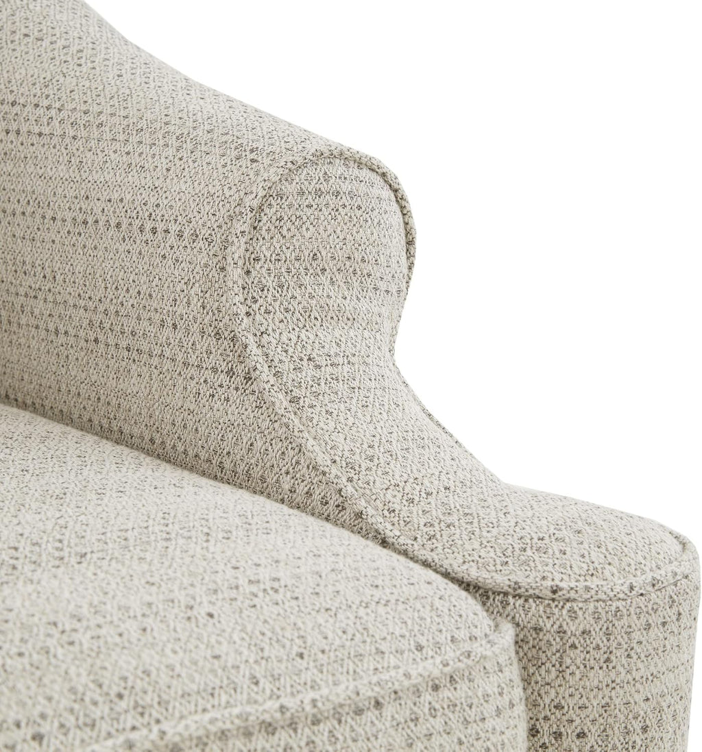 Madison Park Swivel Glider Chair for Living Room, High Back Bedroom Lounge Foam Seat Cushion Upholstered, Nursery Furniture, Metal Base, Fully Assembled, 29.5' W x 30.25' D x 34.5' H, Tan