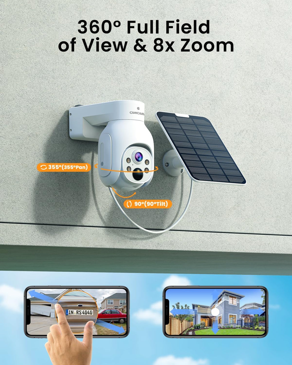 Solar Security Cameras Wireless Outdoor,2K Solar Cameras for Home Security, Wireless Security Camera System with 360° Pan & Tilt, Color Night Vision, 500GB HDD NVR, No Subscription, 2.4G & 5G WiFi