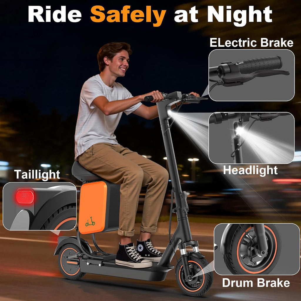 Electric Scooter, 350W/ 500W Motor, 19 MPH to 22MPH, 21 to 40 Miles Range, Dual Suspension, Dual Braking, App Control, Foldable Commuter E Scooter for Adults and Teens