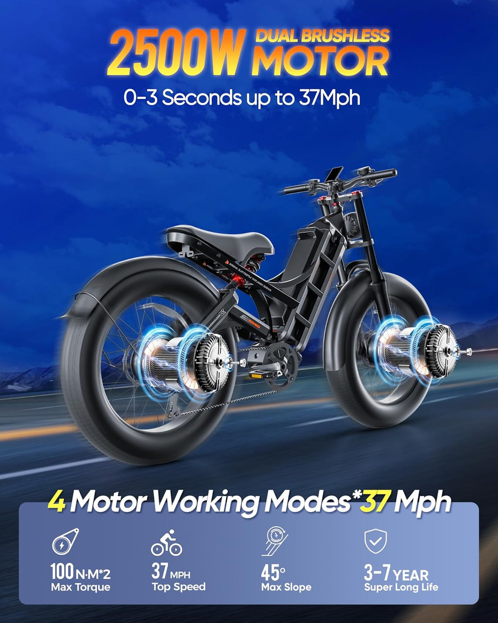 eAhora Romeo Pro II/Romeo Pro(2024 Newest)3000W/1200W Electirc Bike for Adults 52/48V 60Ah 120+ Miles Long Range Electric Bike, 26'*4.0 Fat Tire Electric Mountain Bike Full Suspension Electric Bicycle