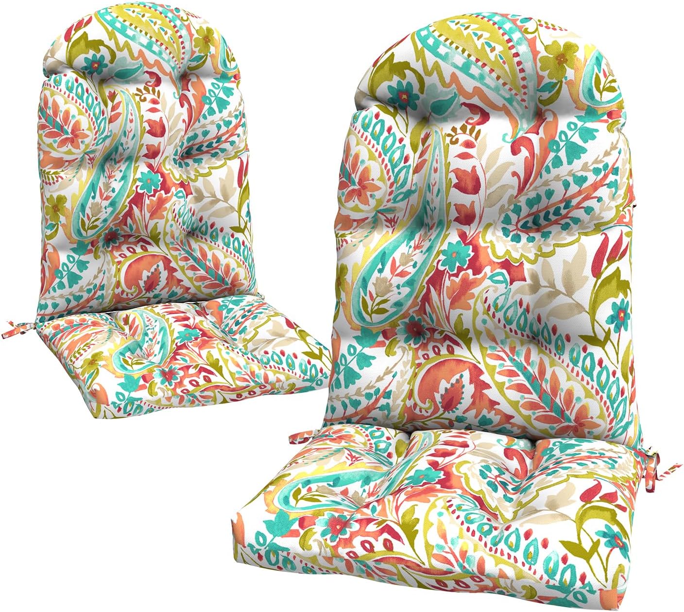 LVTXIII 2 Pack Outdoor Adirondack Chair Cushions, 44x19x4 Inch Water Repellent Patio Cushions for Rocking Chairs, Thick Tufted High Back Seat Cushion Set, Pretty Paisley