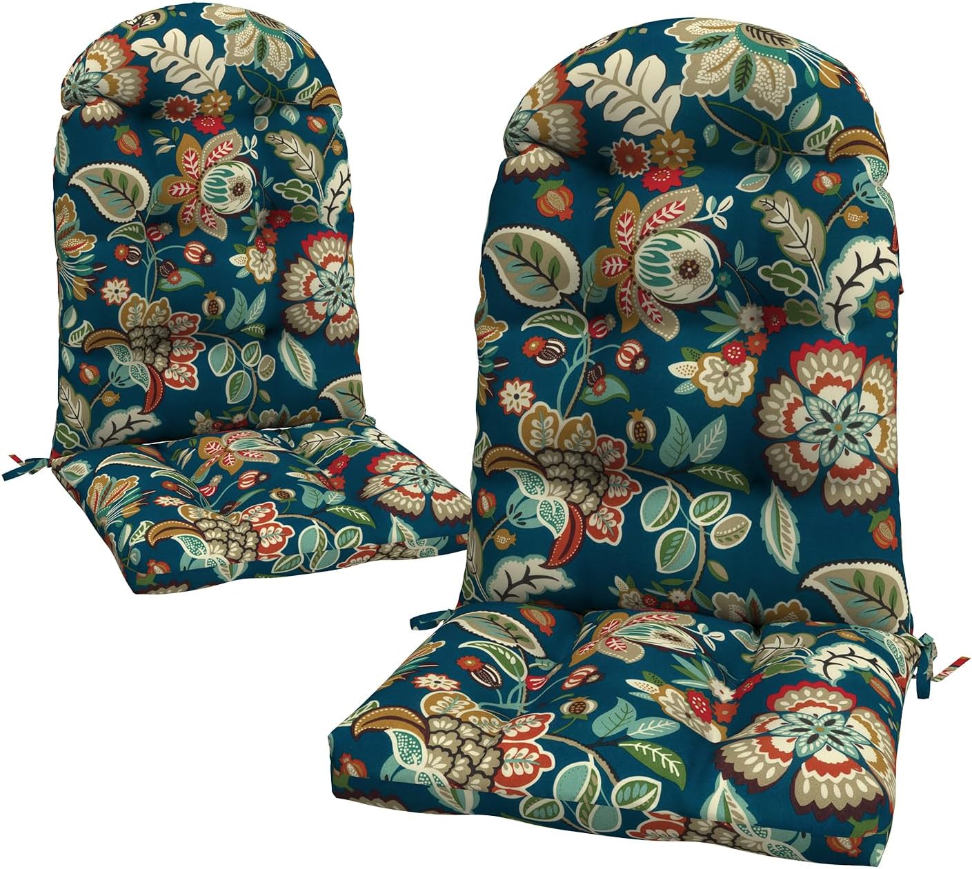 LVTXIII 2 Pack Outdoor Adirondack Chair Cushions, 44x19x4 Inch Water Repellent Patio Cushions for Rocking Chairs, Thick Tufted High Back Seat Cushion Set, Peacock Blue