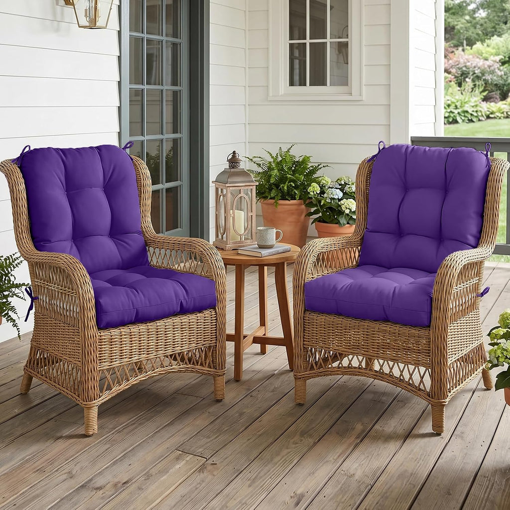 EAGLE PEAK Tufted Outdoor/Indoor Seat/Back Chair Cushions, Set of 2, 42'' x 21'', Purple