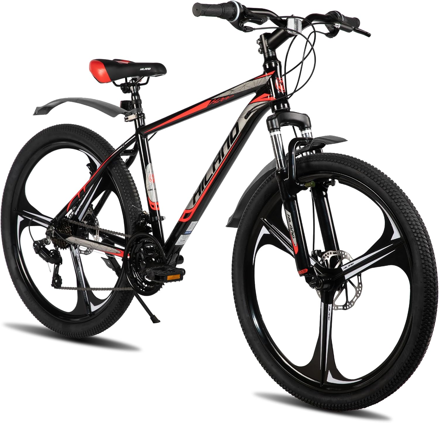 HILAND 26' MTB Mountain Bike for Men Women Adults, 18-Speed, Disc Brake, Lightweight Aluminum Frame, 3/6 Spoke Wheel