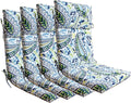 Indoor Outdoor High Back Rocking Chair Cushions Replacement Patio Seat Cushion Water Repellence, Set of 4 Green/Blue Paisley